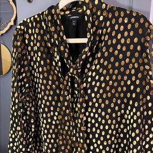 Gold and black polka dot blouse!
